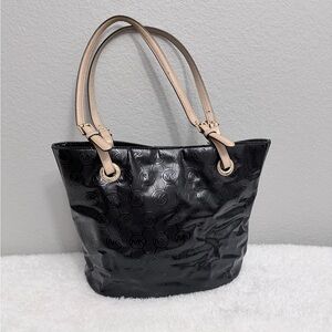Michael Kors Black and Tan Embossed Tote